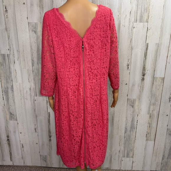 Adrianna Papell Plus Size Pink Lace Dress - mordernwear.com